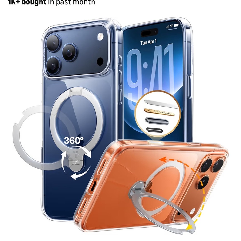TORRAS 360 Magnetic Stand for iPhone 17 Pro Max Case, Fit for MagSafe, clear